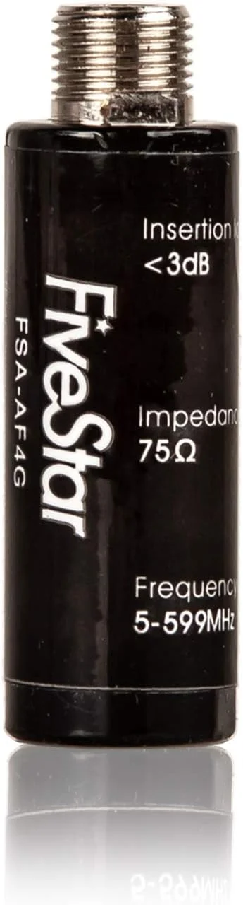 فیلتر LTE پنج ستاره برای بهبود سیگنال آنتن تلویزیون - تصفیه کننده سیگنال آنتن HDTV - فیلتر سیگنال 4G برای کانال های واضح - کاهش تداخل از دکل های تلفن همراه - فرکانس عبوری 5-599 مگاهرتز