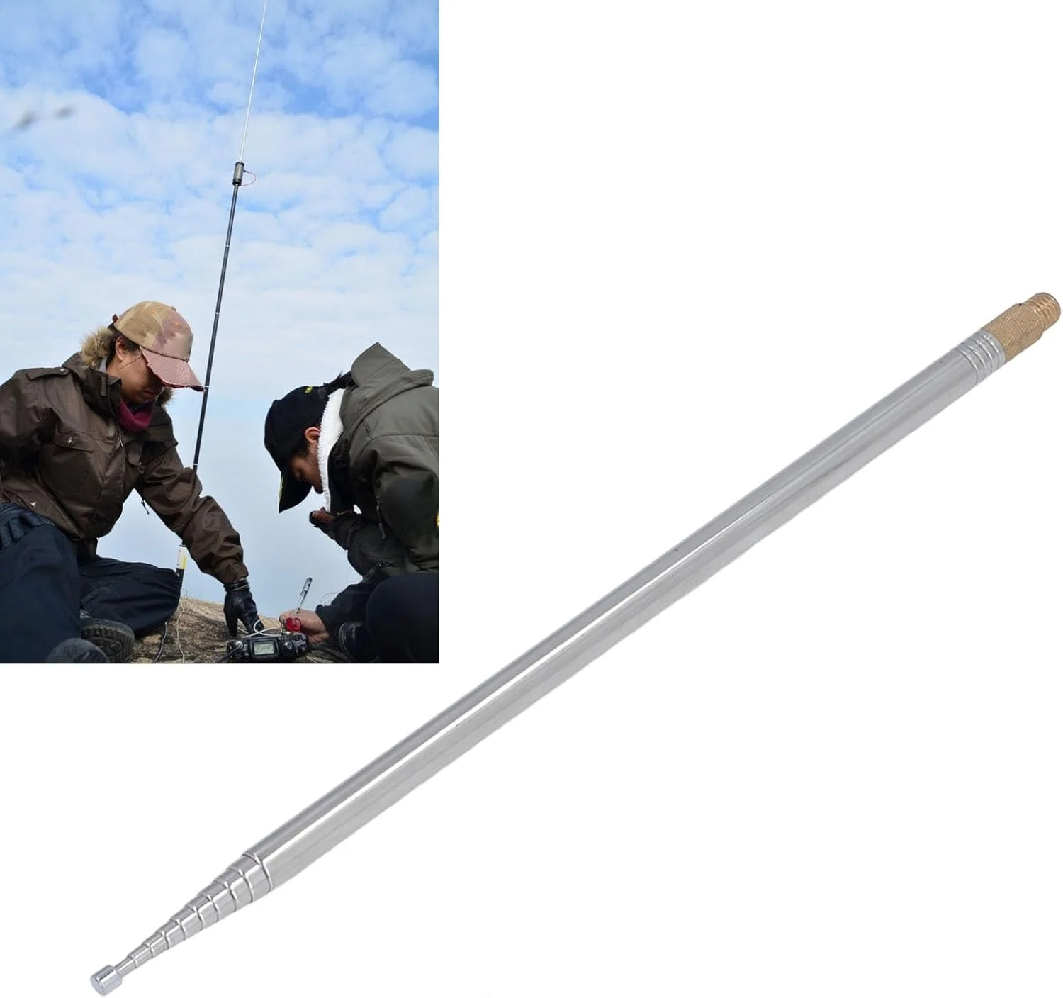 آنتن موج کوتاه Fdit 12، 7MHz - 50MHz، آنتن تلسکوپی تمام باند، 10 بخش، 2.5 متر، فولاد ضد زنگ با طراحی آستین ضد همپوشانی برای ارتباطات رادیویی آماتور