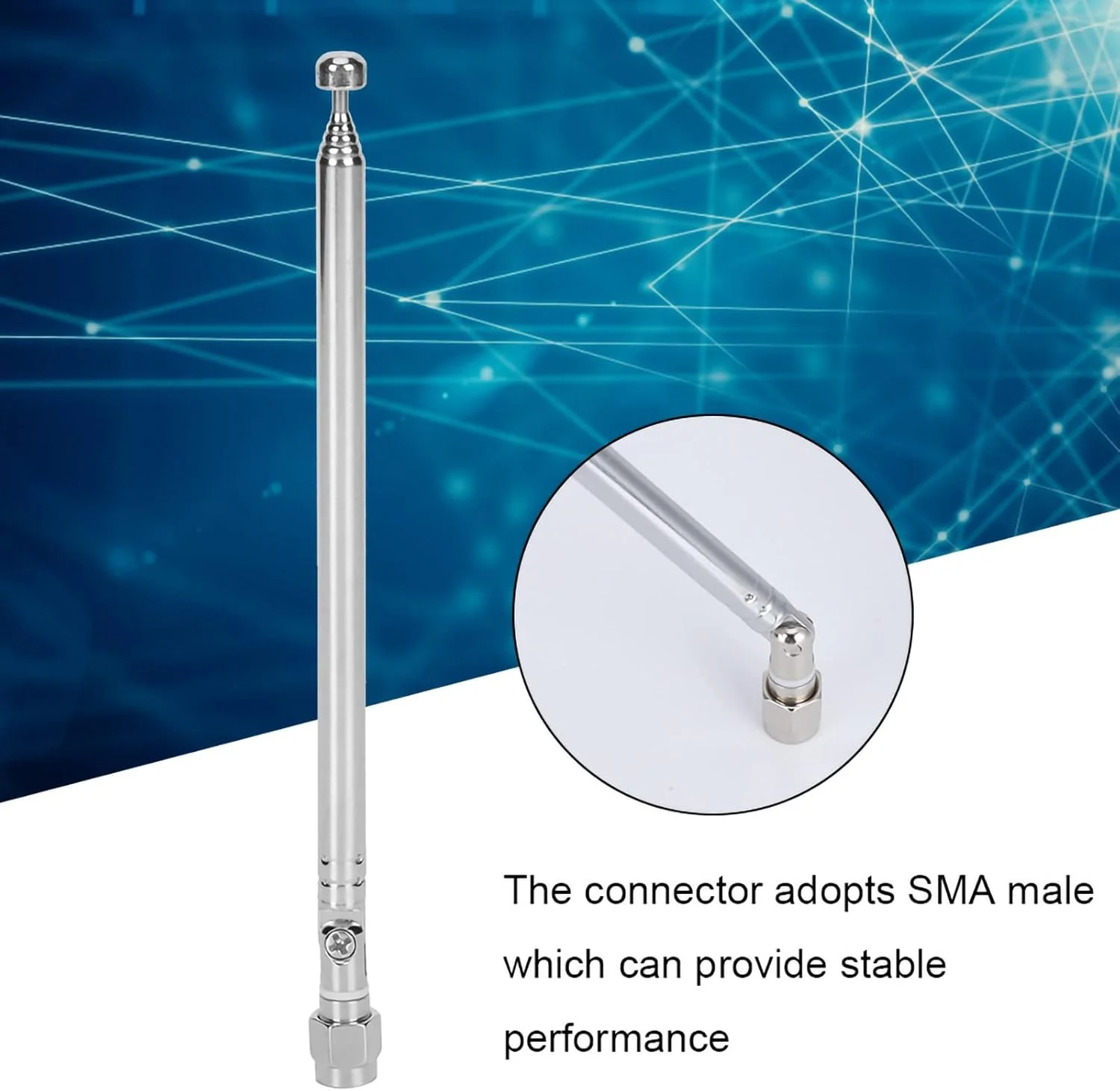 آنتن اسکنر رادیویی Fdit، تلسکوپی 6 قسمتی 40 مگاهرتز-6 گیگاهرتز فوق پهن باند SMA پلاگین برای LimeSDR برای HackRF زاویه چرخش قابل تنظیم آلیاژی