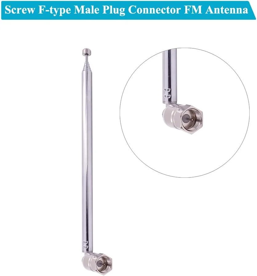 آنتن FM تلسکوپی فنکسی (2 عددی) 75 اهم با کانکتور نری نوع F پیچی، آداپتور جک برای رادیو FM، گیرنده استریو AV، سیستم آمپلی فایر سینمای خانگی، داخلی و خارجی