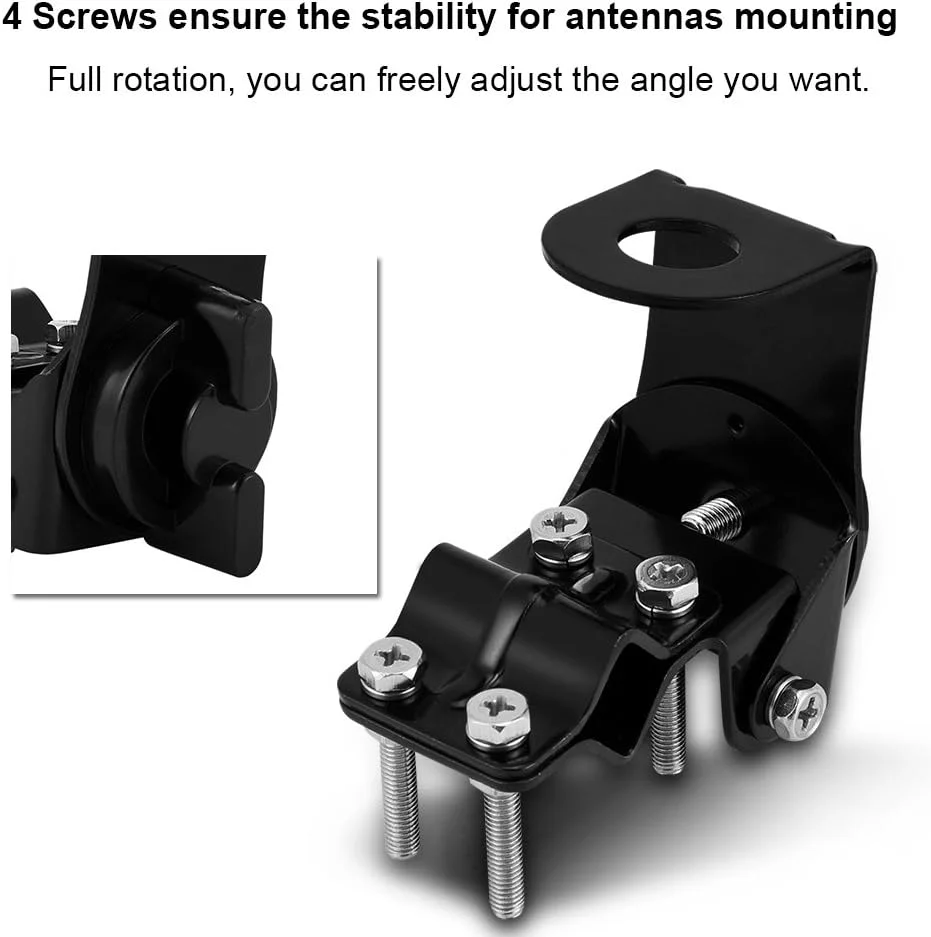 پایه آنتن موبایل قابل تنظیم 360 درجه Estink، استیل ضد زنگ، مشکی، 170 گرم، نصب آسان، شامل 1 پایه (آنتن شامل نمی شود)، برای فرستنده و گیرنده رادیویی دو طرفه خودرو