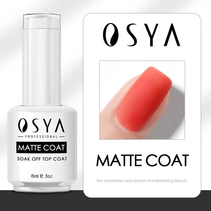 لاک ژل مات OSYA - حجم بزرگ 15 میلی لیتر، بدون نیاز به پاک کردن، ژل لاک ناخن شفاف، قابل برداشتن با خیساندن، مناسب برای دستگاه های UV LED، مناسب برای مبتدیان، حرفه ای ها، استفاده در خانه، سالن های مانیکور و طراحی ناخن
