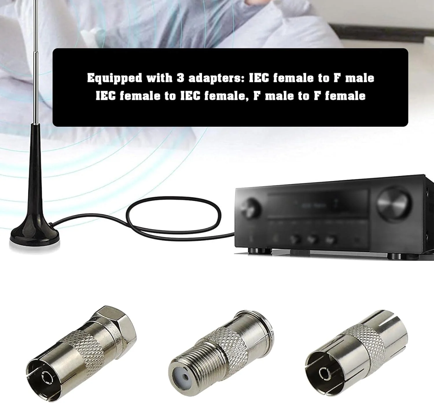 آنتن دیجیتال قابل حمل داخلی/خارجی ای‌مگ‌تک برای تلویزیون HD DVB-T و رادیو DAB با کابل 3.5 متری برای تیونر، استریو، آمپلی‌فایر، سیستم سینمای خانگی و رادیو ماشین