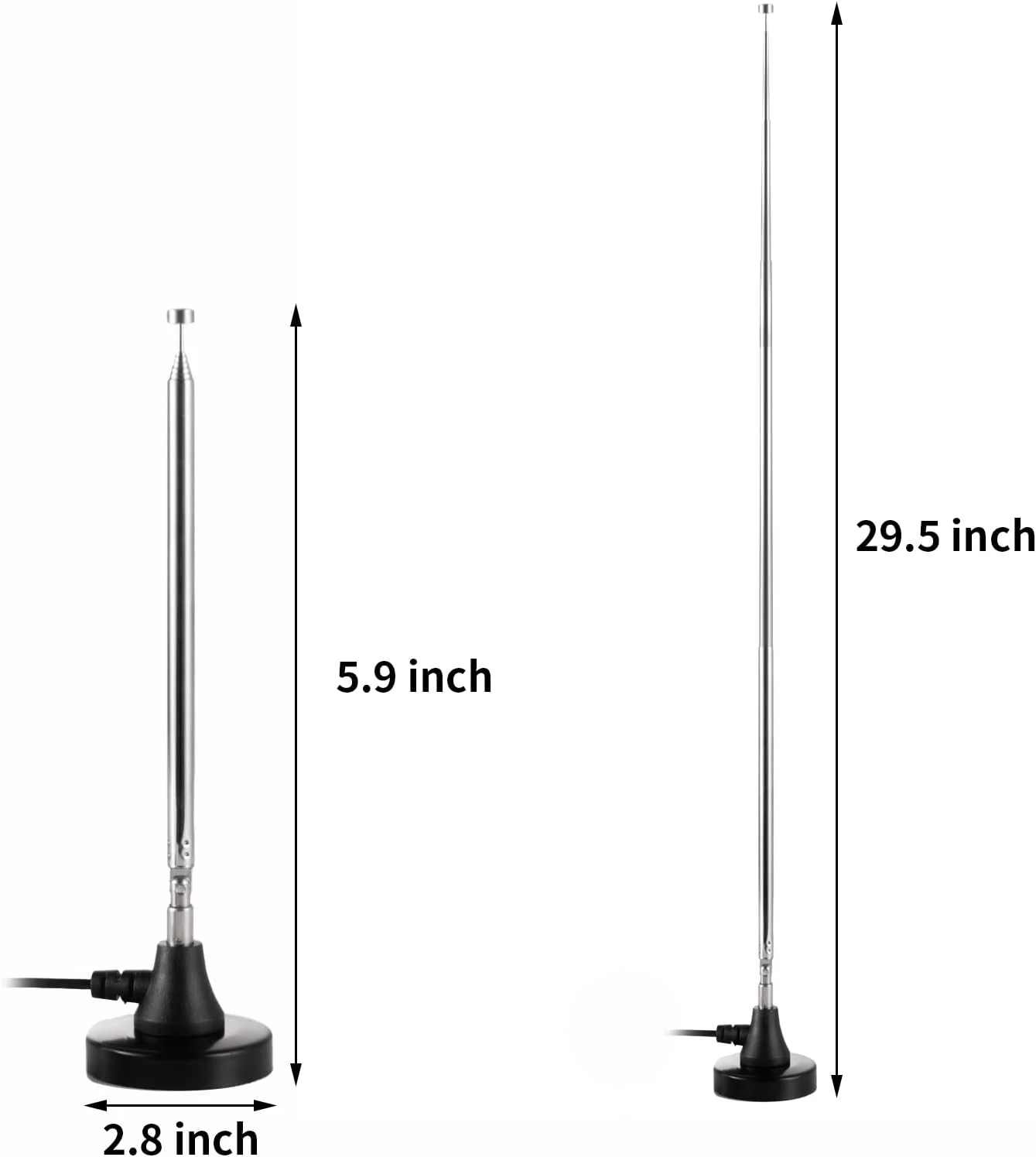 آنتن تلسکوپی رادیویی FM با پایه مغناطیسی Eifagur 75 اهم 300 اهم با کابل کواکسیال 3 متری برای گیرنده استریو، رادیوهای دیجیتال HD و سیستم سینمای خانگی