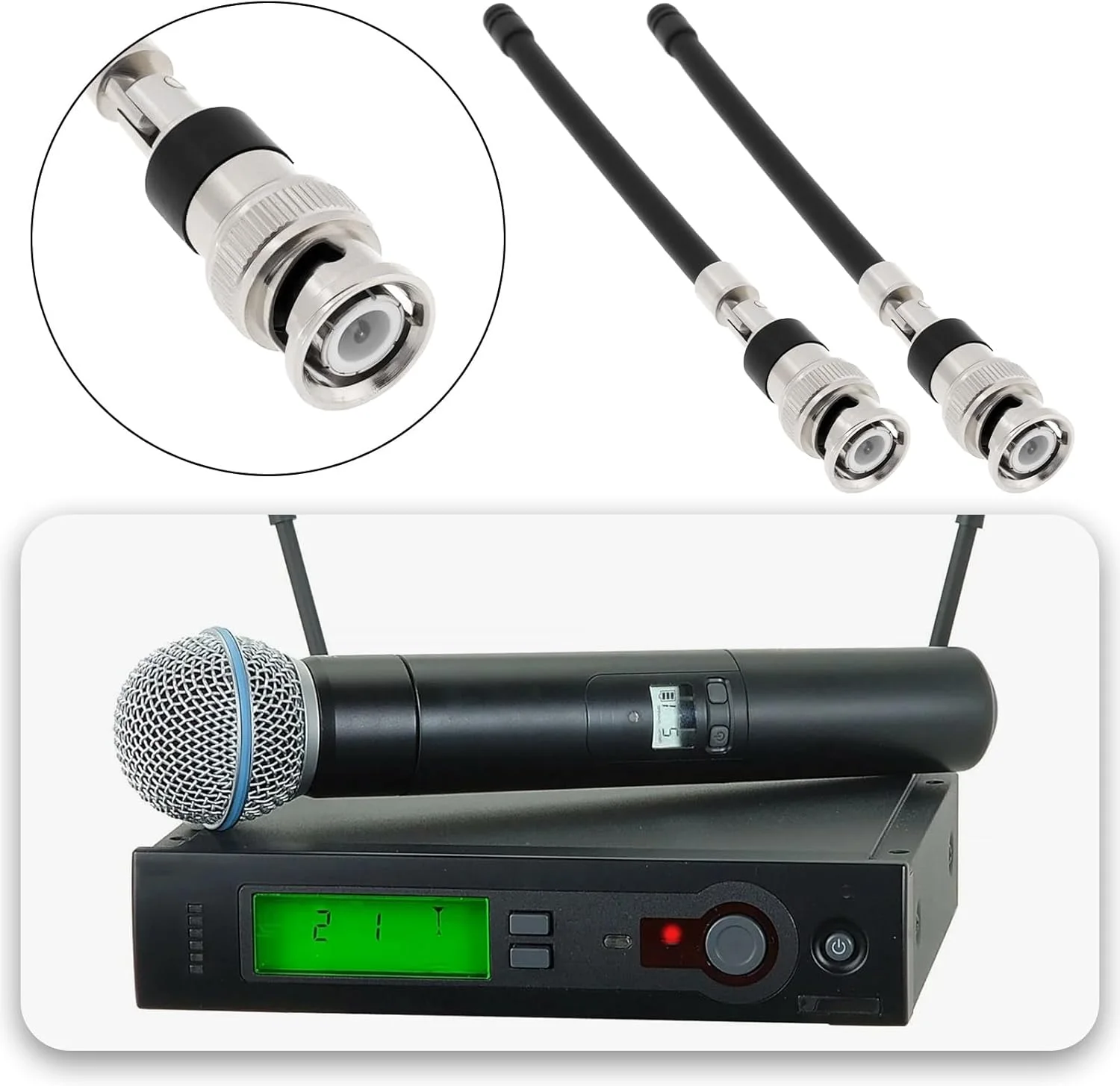 ECSiNG دو عدد آنتن 1/4 موج جایگزین UHF 400 تا 900 مگاهرتز، آنتن میکروفون سازگار با Shure SLX، BLX، U4S، U4D، UR و غیره، 5DBi