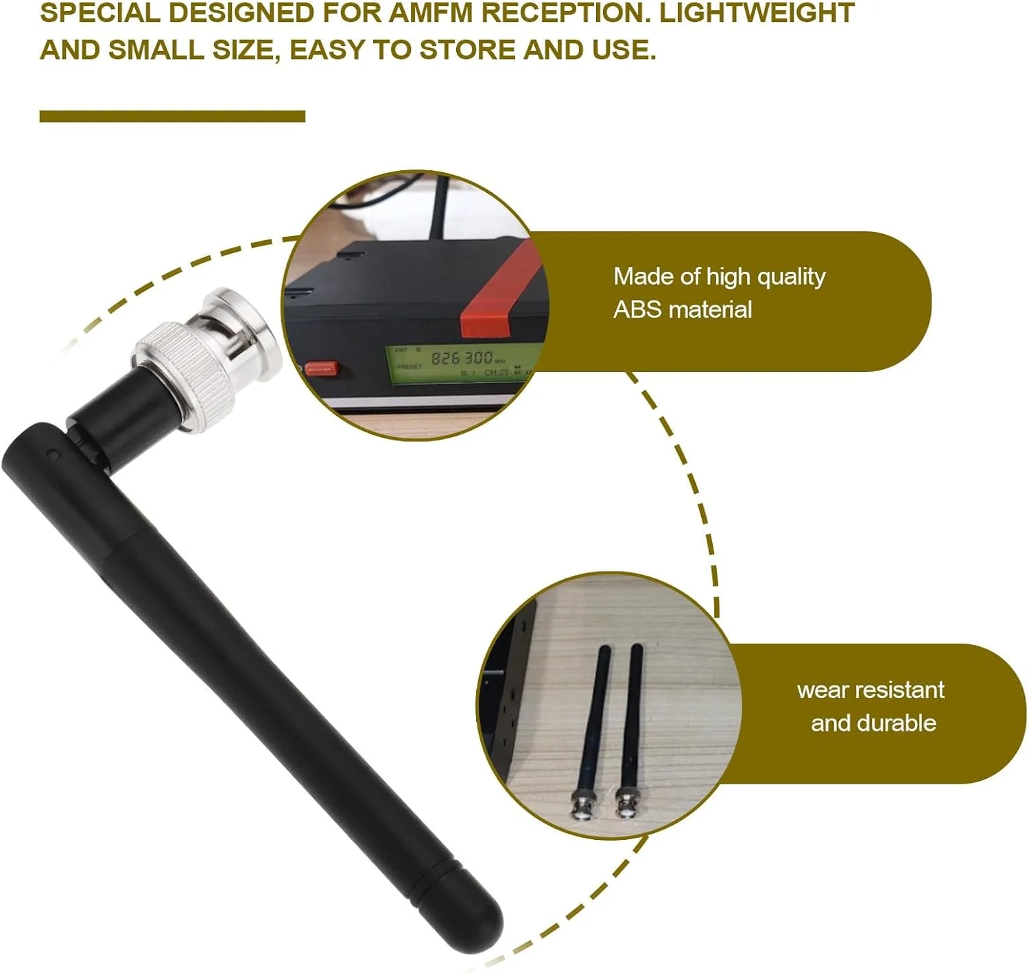 ECSiNG 2 عدد آنتن UHF مشکی ABS آنتن رادیویی میکروفون بی سیم سازگار با گیرنده Sennheiser EW100 EW300 EW500 G3 با اتصال BNC