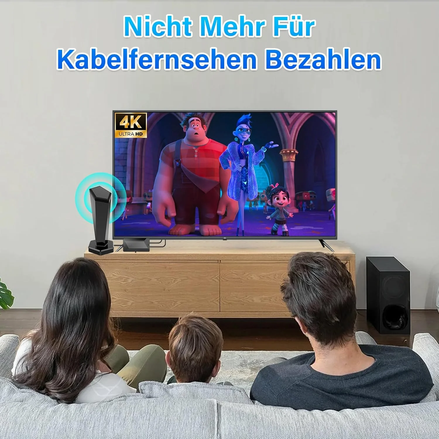 آنتن داخلی تلویزیون DVBT/DVBT2 با تقویت کننده - آنتن HDTV برای تلویزیون، برد بلند 420 کیلومتر و گیرندگی 360 درجه، با پایه مغناطیسی - پشتیبانی از 4K 1080P - تمام تلویزیون ها DAB/UHF/VHF