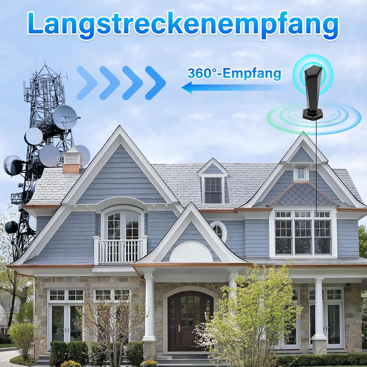 آنتن داخلی تلویزیون DVBT/DVBT2 با تقویت کننده - آنتن HDTV برای تلویزیون، برد بلند 420 کیلومتر و گیرندگی 360 درجه، با پایه مغناطیسی - پشتیبانی از 4K 1080P - تمام تلویزیون ها DAB/UHF/VHF