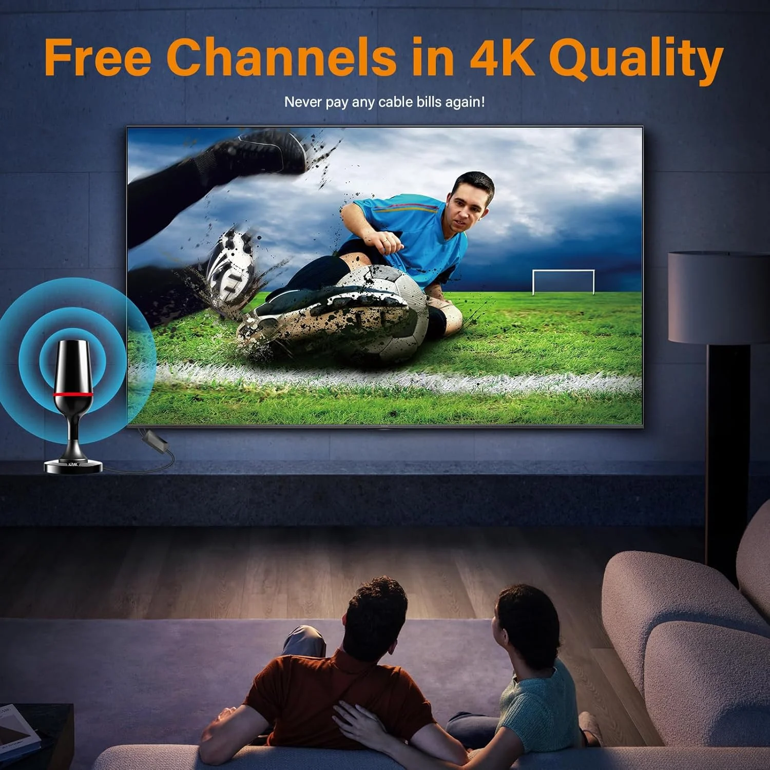 آنتن تلویزیون داخلی، طراحی جمع و جور با تقویت کننده دو مرحله ای داخلی، 360 درجه تمام جهته، گیرندگی از راه دور 420+ مایل، ایده آل برای Freeview HD، تلویزیون های هوشمند و پخش 4K Ultra HD