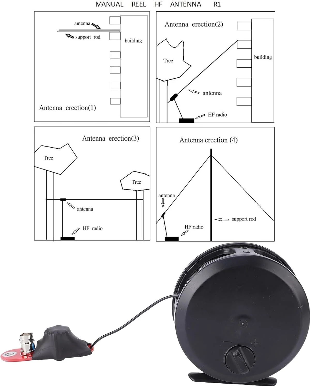 آنتن قرقره موج کوتاه YUEHISY، قرقره هندلی قابل حمل با پوشش 3-30 مگاهرتز، برای باندهای و پیکربندی های متعدد، برای استفاده در میدان