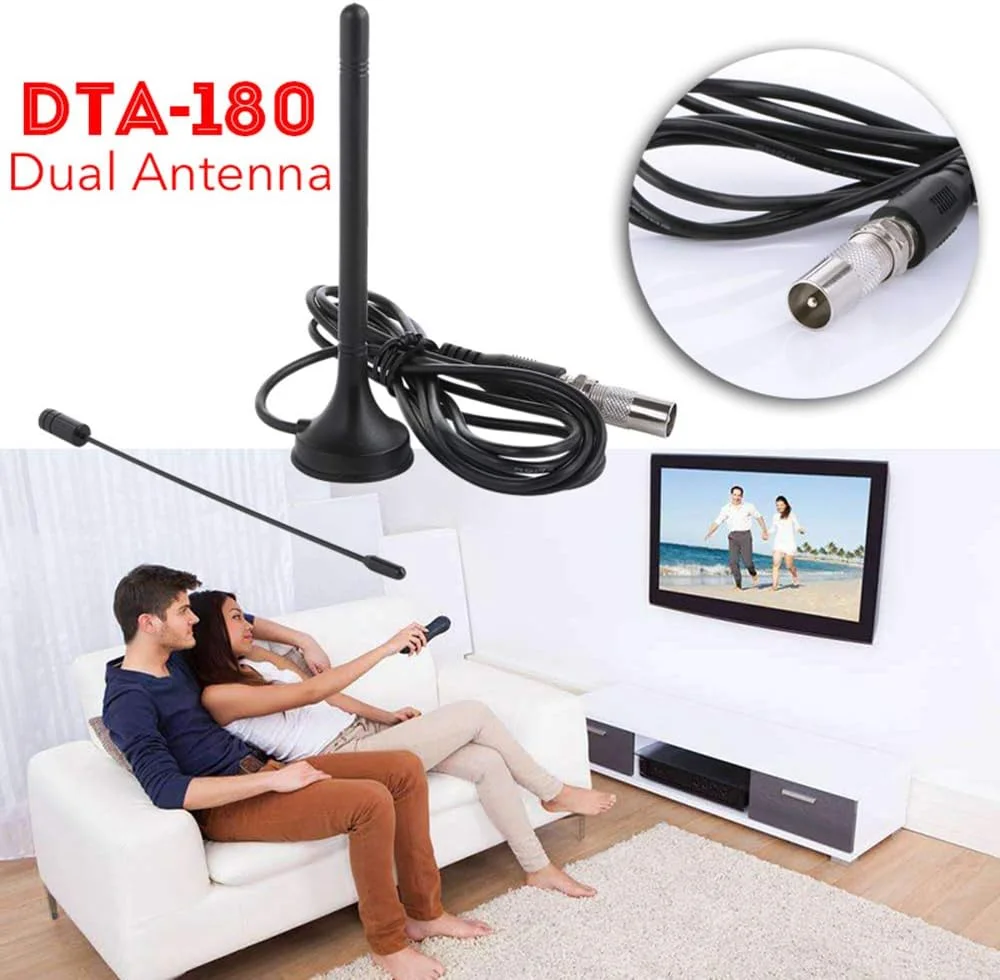 آنتن دوگانه تلویزیون دیجیتال داخلی HD مدل DTA-180 DVB-T/T2، آنتن تقویت کننده هوایی HDTV، گیرنده استیک تلویزیون، آنتن های موج سواری DVBT