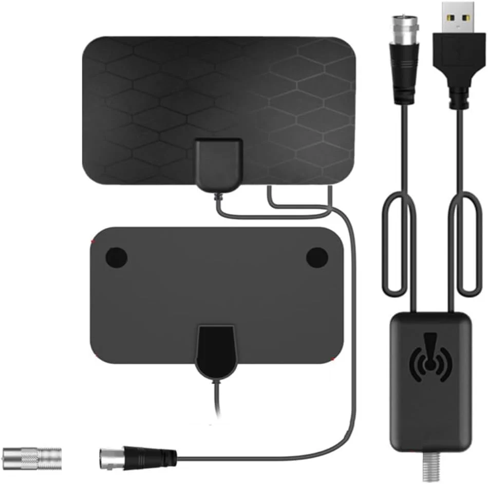 آنتن دیجیتال تلویزیون HD با تقویت کننده - 5G | برد 320+ کیلومتر، 4K 1080P VHF(470-860MHz) UHF | امپدانس 75 اهم برای تلویزیون هوشمند - تقویت کننده سیگنال، HDTV برای کانال های محلی رایگان - طول 3 متر