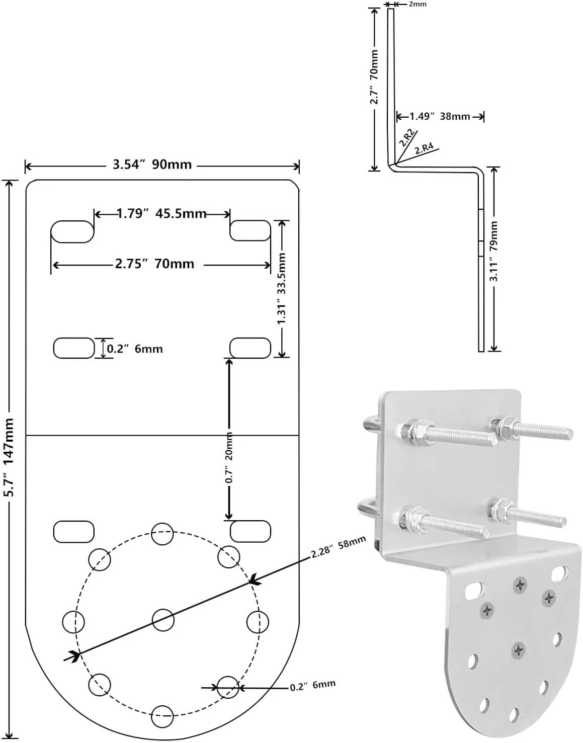 کیت نصب آنتن DEWIN، براکت نصب دیواری/سقفی V2 مستطیلی برای یافتن آنتن ها، نقاط دسترسی AP و دستگاه های CPE کیت نصب آنتن DEWIN، براکت نصب دیواری/سقفی V2 مستطیلی برای یافتن آنتن ها، نقاط دسترسی AP و دستگاه های CPE