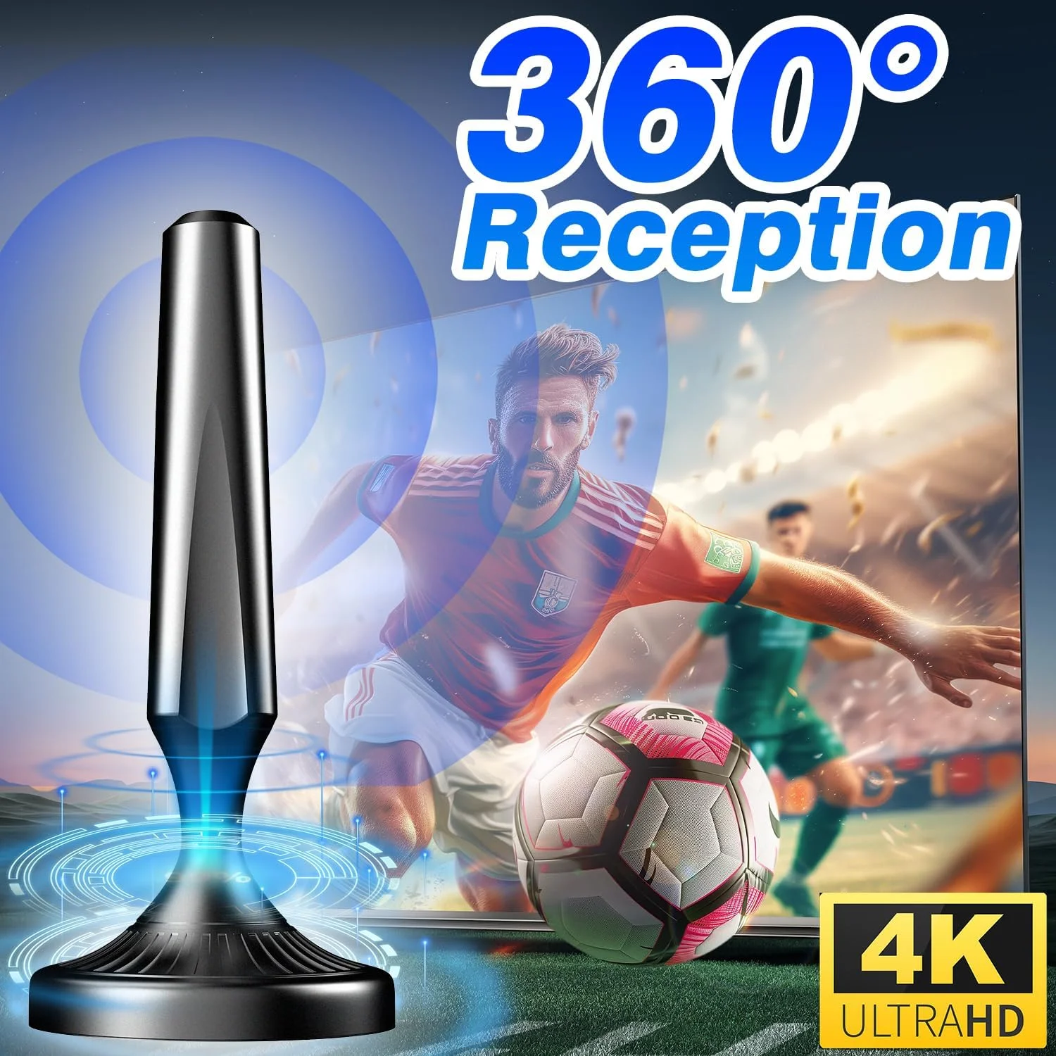 آنتن تلویزیون داخلی - آنتن دیجیتال HDTV دوربرد با گیرندگی 360 درجه، پایه مغناطیسی، پشتیبانی از 4K 1080P HD، نصب آسان برای تلویزیون های هوشمند و قدیمی، کابل کواکسیال 16.5 فوتی - کانال های محلی رایگان آنتن تلویزیون داخلی - آنتن دیجیتال HDTV دوربرد با گیرندگی 360 درجه، پایه مغناطیسی، پشتیبانی از 4K 1080P HD، نصب آسان برای تلویزیون های هوشمند و قدیمی، کابل کواکسیال 16.5 فوتی - کانال های محلی رایگان