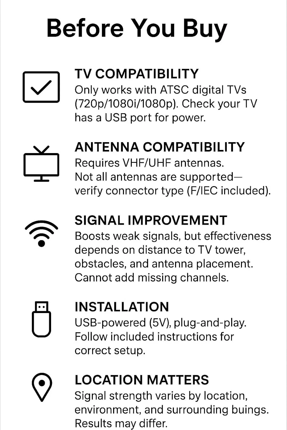 آنتن تلویزیون دیجیتال HD داخلی DollaTek HDTV تقویت کننده سیگنال تلویزیون گیرنده زمینی آنتن تلویزیون تقویت کننده ATSC - مشکی