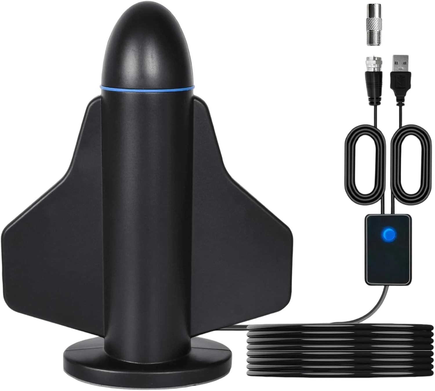 آنتن تلویزیون دیجیتال DVB-T2 DTMB قابل حمل داخلی/خارجی با پایه مغناطیسی، کابل 5 متری، کانکتور USB، آنتن دیجیتال 4K 1080P VHF HD، گیرندگی 360 درجه