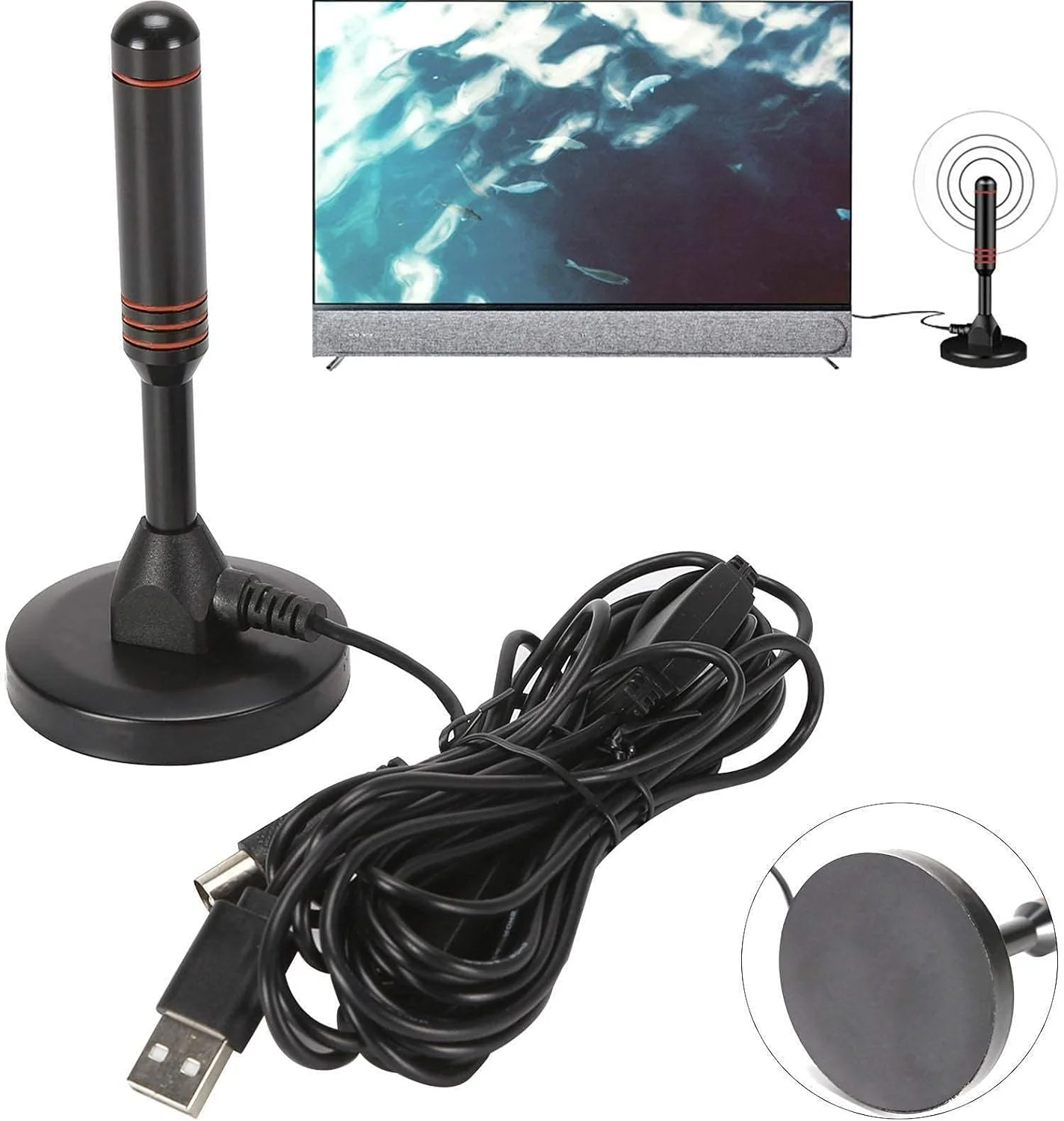 آنتن تلویزیون دیجیتال 200 مایل قابل حمل HD، بهترین آنتن Freeview، ایده آل برای استفاده در داخل/خارج از منزل