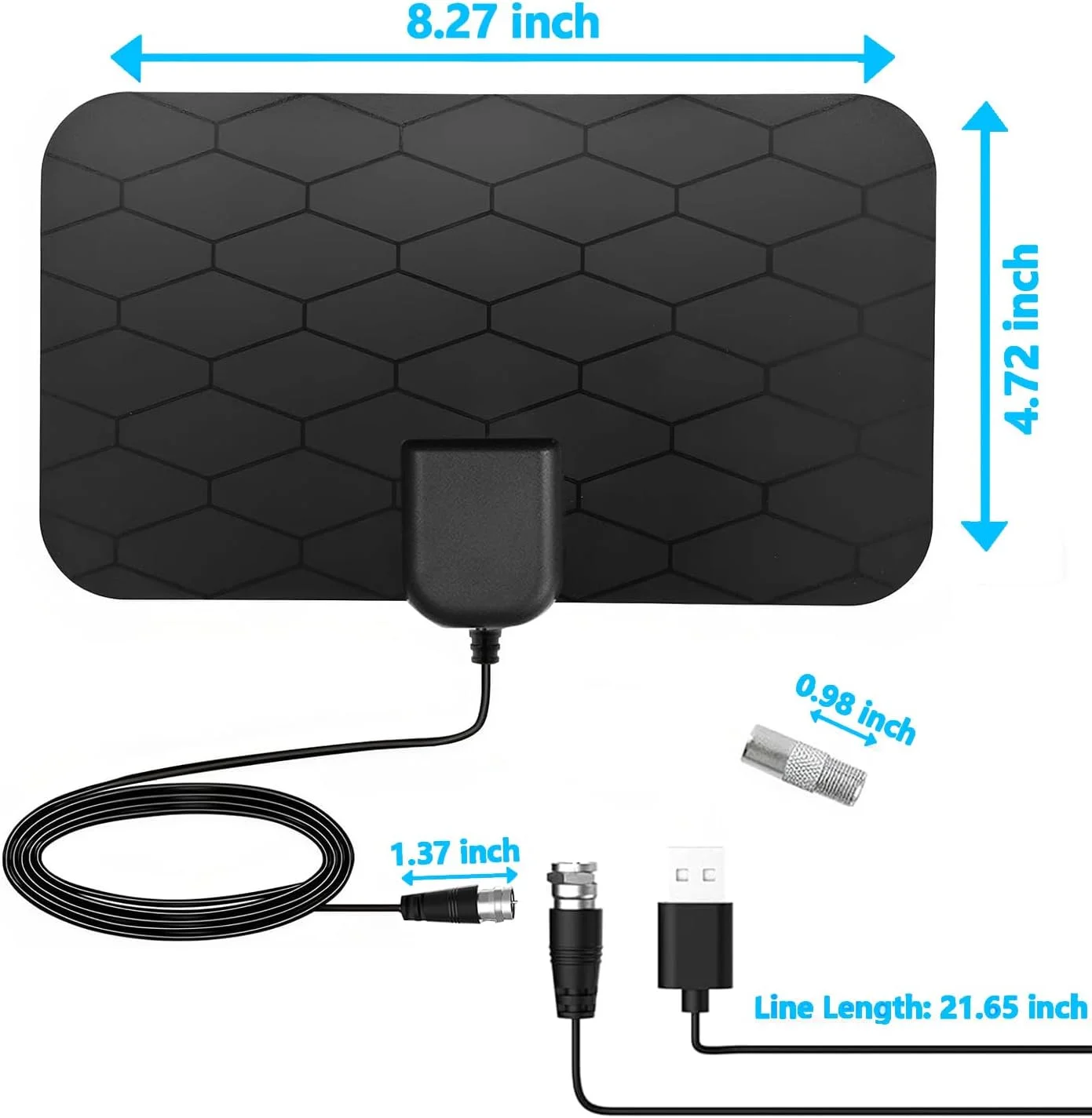آنتن تلویزیون دیجیتال برای تلویزیون هوشمند، گیرندگی 360 درجه، پشتیبانی از تلویزیون هوشمند 4K 1080P، تقویت کننده سیگنال جداشدنی - تقویت کننده سیگنال - آنتن HDTV کابل کواکسیال 10 فوتی HDTV، آنتن