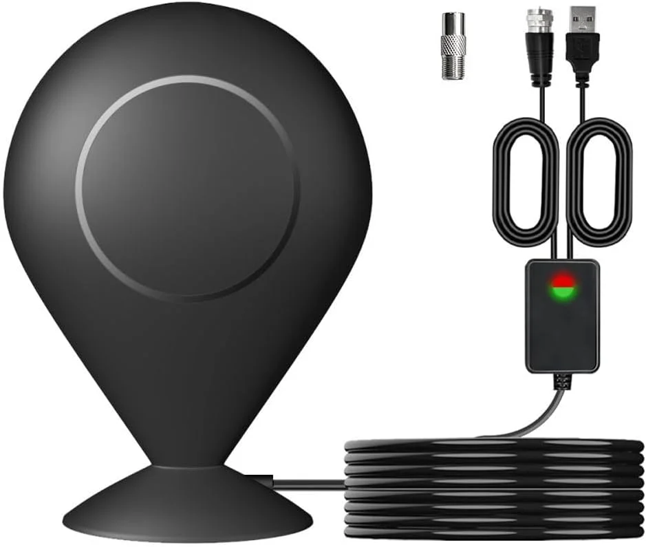 آنتن تلویزیون دیجیتال داخلی - آنتن دیجیتال HDTV با تقویت کننده سیگنال، پشتیبانی از 1080P، آنتن تلویزیون با برد گیرندگی بیش از 360 مایل، شامل کابل کواکسیال 5 متری