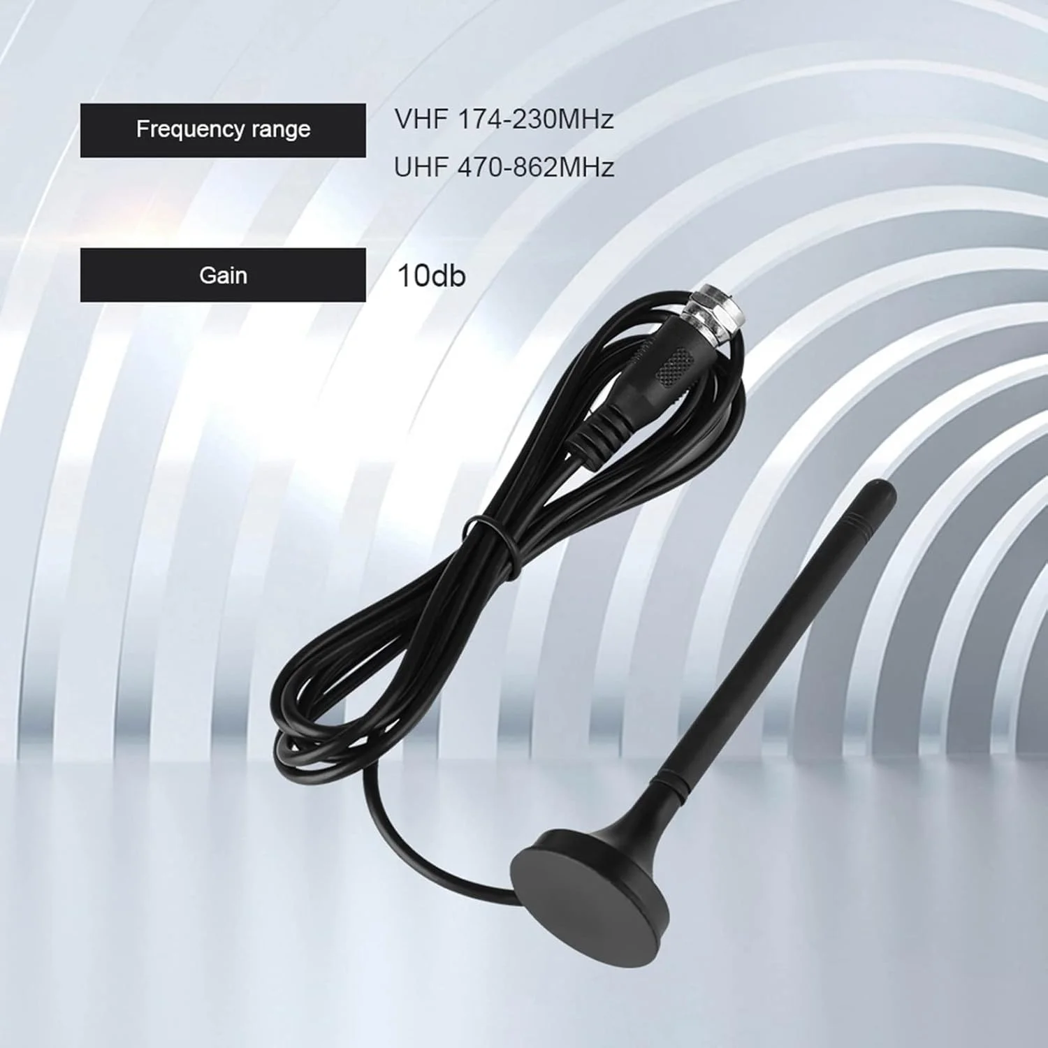 آنتن دیجیتال، آنتن داخلی خودرو HDTV دیجیتال DVB-T باند دوگانه UHF/VHF با پایه مغناطیسی 10DB