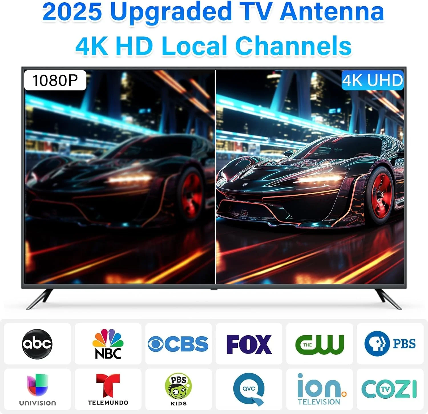 آنتن تلویزیون دیجیتال برای تلویزیون هوشمند داخلی، نصب آسان، دریافت برد بلند کانال های تلویزیونی داخلی HD آنتن 4k 1080P - کابل 10 فوت پایه مغناطیسی قوی آنتن تلویزیون، پشتیبانی رایگان از کانال های محلی