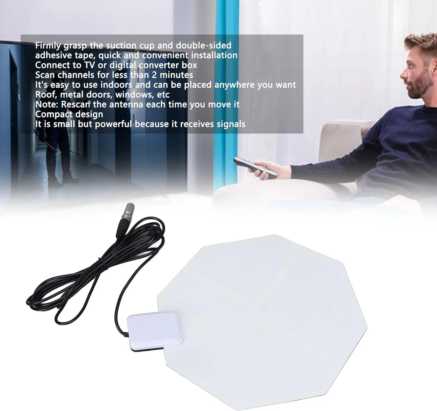 آنتن تلویزیون دیجیتال تخت، 5DBLAN-1038 آنتن داخلی دیجیتال HDTV فرمت FMALEUHF برای