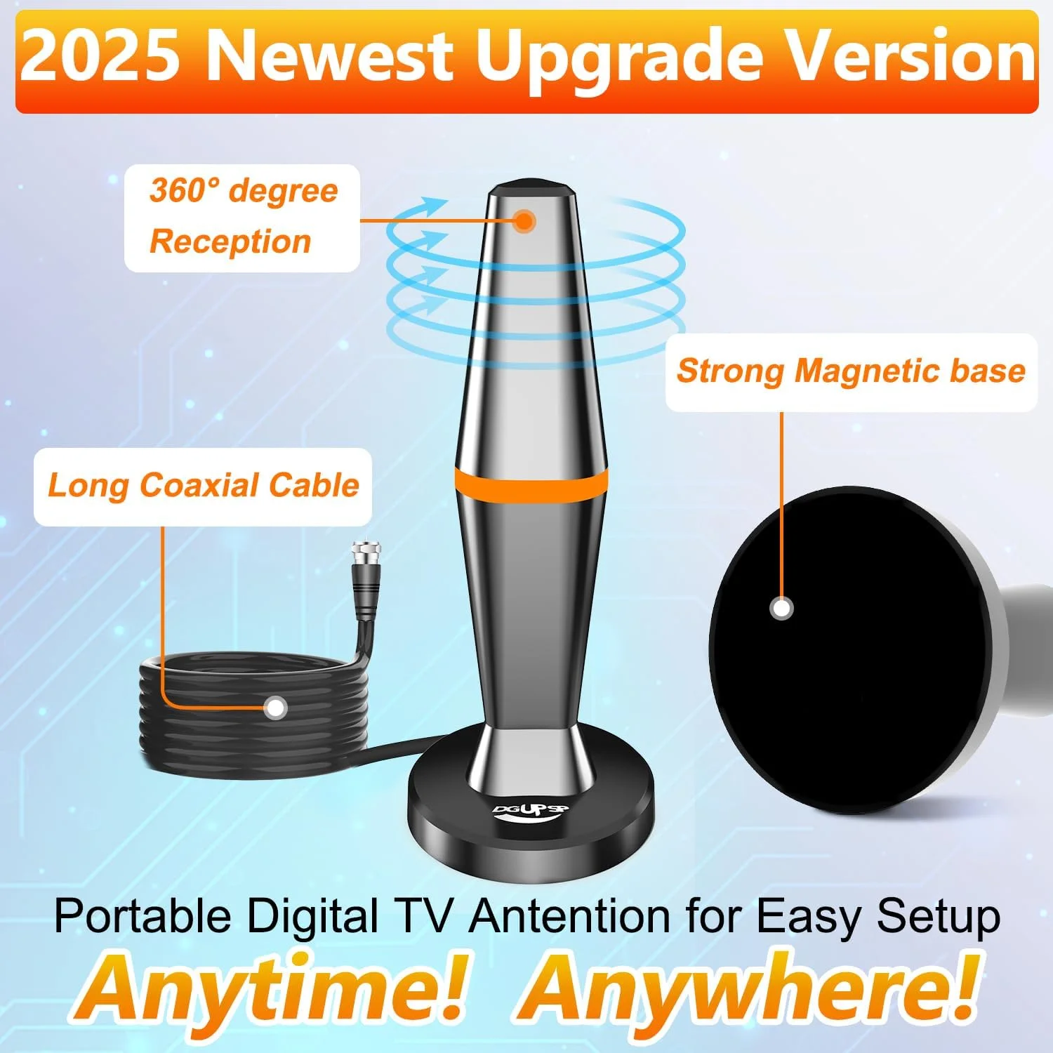 آنتن تلویزیون دیجیتال داخلی هوشمند بی سیم با گیرندگی 360 درجه، پایه مغناطیسی قوی، کانال های محلی - طول کابل 3 متر آنتن تلویزیون دیجیتال داخلی هوشمند بی سیم با گیرندگی 360 درجه، پایه مغناطیسی قوی، کانال های محلی - طول کابل 3 متر
