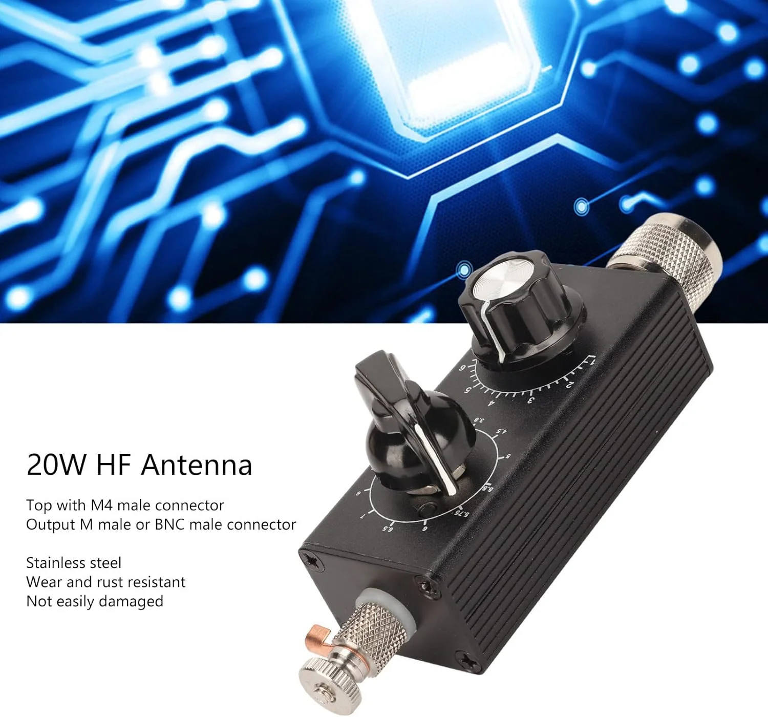 آنتن HF کرایفوکت 20 وات، آنتن موج کوتاه تمام باند با فرکانس قابل تنظیم، اتصال دهنده استیل ضد زنگ M4 نر با گیرنده های UHF VHF برای استفاده در داخل و خارج از منزل (مجموعه 2 عددی) آنتن HF کرایفوکت 20 وات، آنتن موج کوتاه تمام باند با فرکانس قابل تنظیم، اتصال دهنده استیل ضد زنگ M4 نر با گیرنده های UHF VHF برای استفاده در داخل و خارج از منزل (مجموعه 2 عددی)