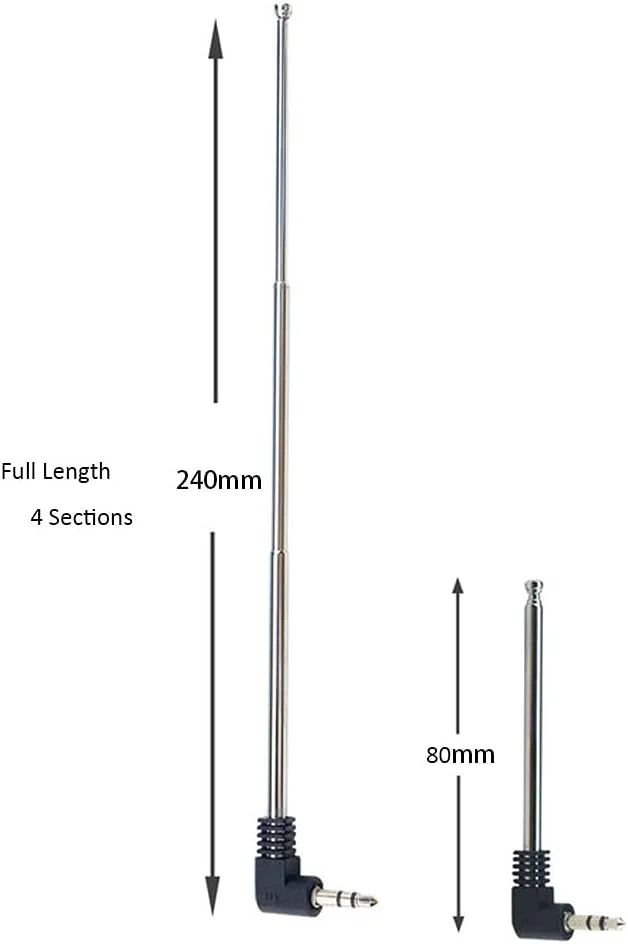 آنتن رادیویی FM تلسکوپی CORONIR (3.5 میلی‌متر، 9.5 اینچ، بسته 2 عددی)