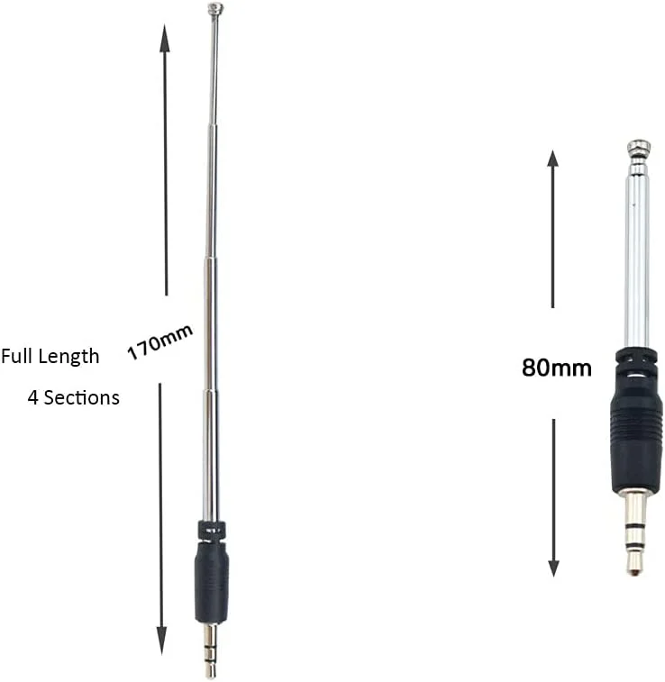 آنتن رادیویی FM 3.5 میلی متری CORONIR، آنتن تلسکوپی برای رادیو قابل حمل، گیرنده استریو داخلی، گیرنده صوتی و تصویری AV، سینمای خانگی، تلفن همراه - 2 عددی آنتن رادیویی FM 3.5 میلی متری CORONIR، آنتن تلسکوپی برای رادیو قابل حمل، گیرنده استریو داخلی، گیرنده صوتی و تصویری AV، سینمای خانگی، تلفن همراه - 2 عددی