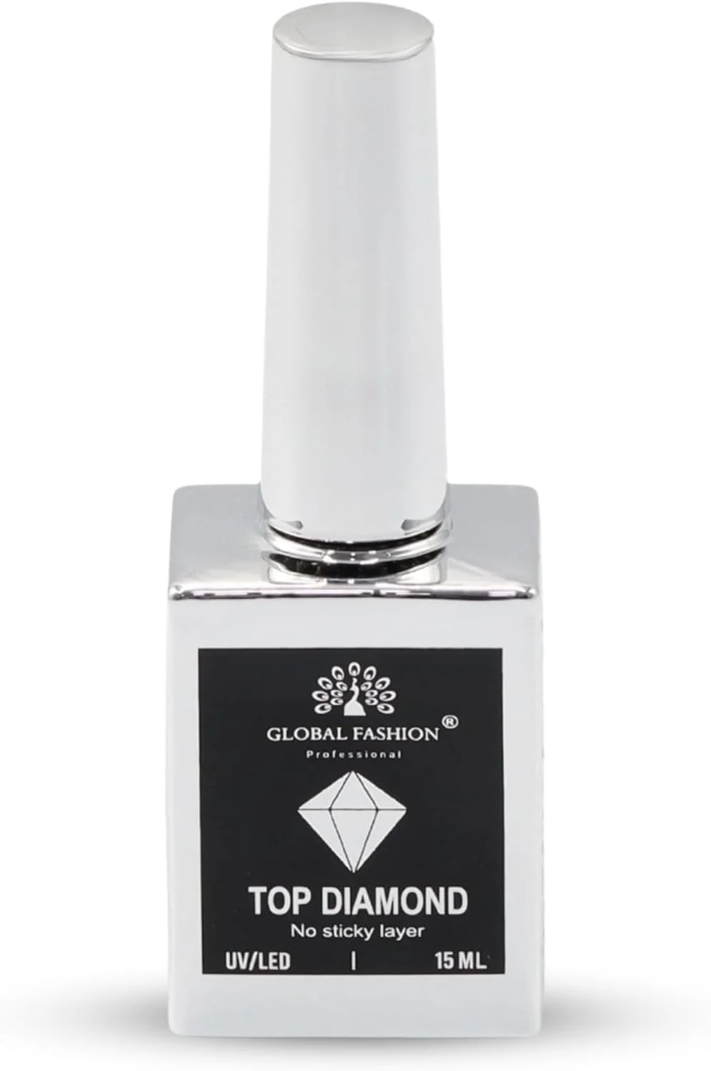 تاپ کت یونیورسال گلوبال فشن - بدون چسبندگی، ماندگاری طولانی، خشک شدن سریع، پوشش براق، لاک ناخن حلال، مراقبت برتر ناخن، تاپ کت شفاف (تاپ دایموند، 15 میلی لیتر)