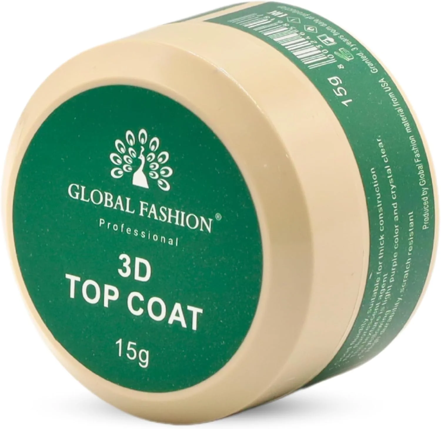 مجموعه تاپ کت حرفه ای گلوبال فشن - طراحی سه بعدی، فوق العاده مقاوم در برابر لب پر شدن - درخشش براق - لاک ناخن سریع خشک شونده و ضد زردی - کیفیت سالنی ماندگار | (تاپ کت سه بعدی، 15 گرم)