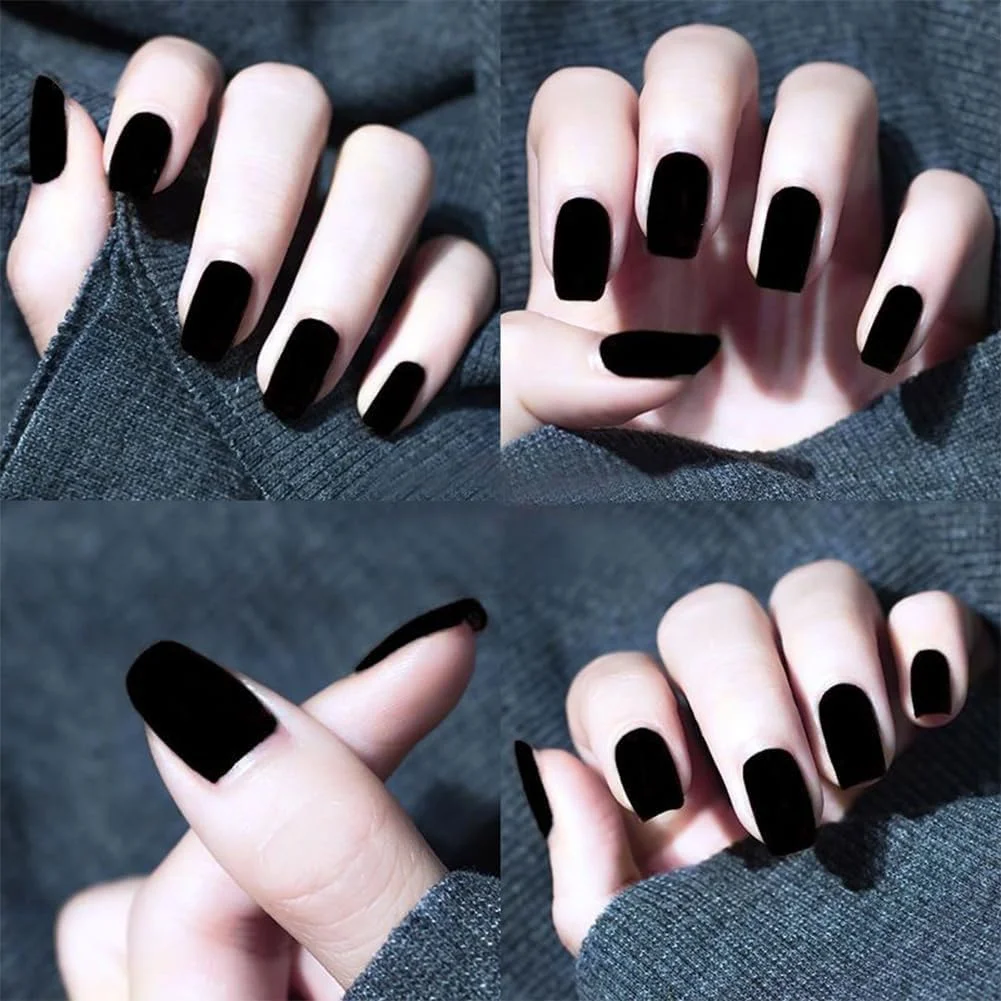 لاک ناخن مشکی مات COSMOO 12ml، لاک ناخن خشک شونده سریع برای طراحی ناخن، لاک مخملی با جلوه مات، 12 میلی لیتر (مشکی، 12 میلی لیتر)