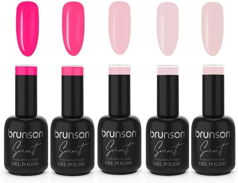 لاک ژل برانسون، ست لاک ژل UV همراه با بیس کت، تاپ کت براق و تاپ کت مات، کیت استارتر لاک ژل UV برای طراحی ناخن