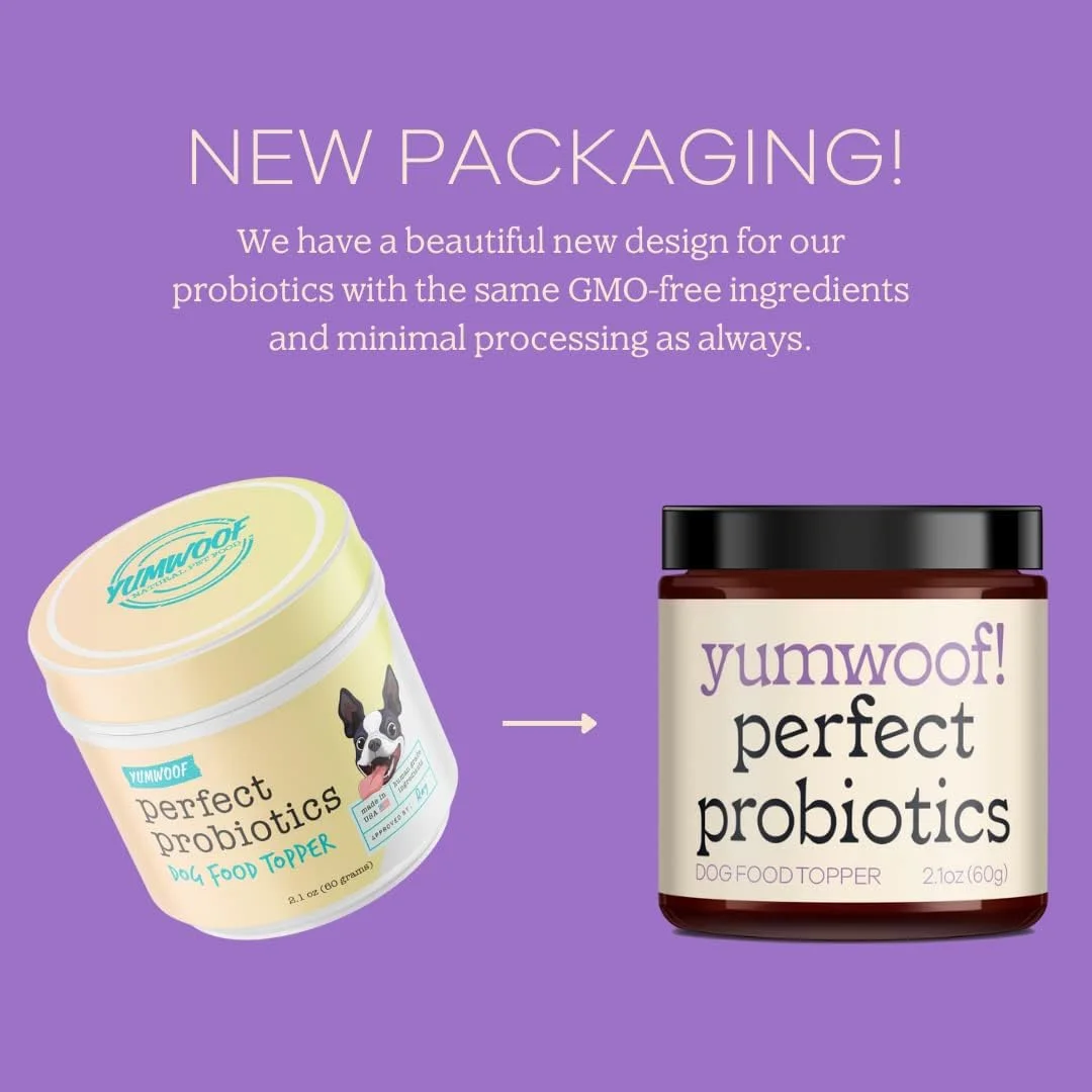 مکمل غذای سگ یام ووف، پروبیوتیک عالی، غیر تراریخته، با کیفیت انسانی، حاوی اینولین پری‌بیوتیک و کدو تنبل | آلرژی، هضم، ایمنی، اسهال، یبوست | 9 سویه مورد تایید علمی