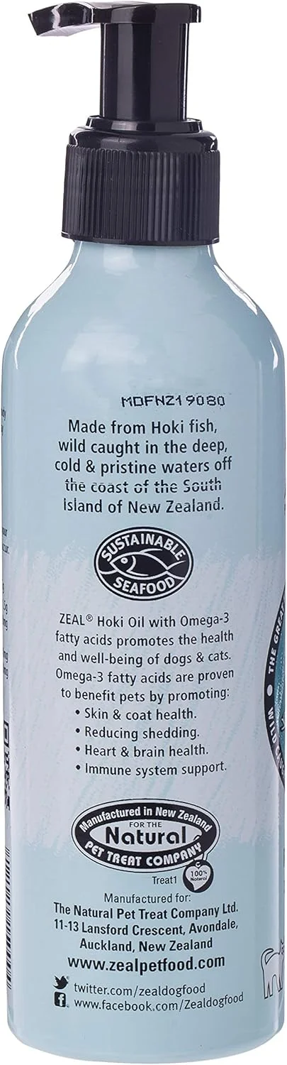 مکمل روغن ماهی هوکی غنی از امگا 3 Zeal Natural New Zealand برای گربه ها و سگ ها 225 میلی لیتر