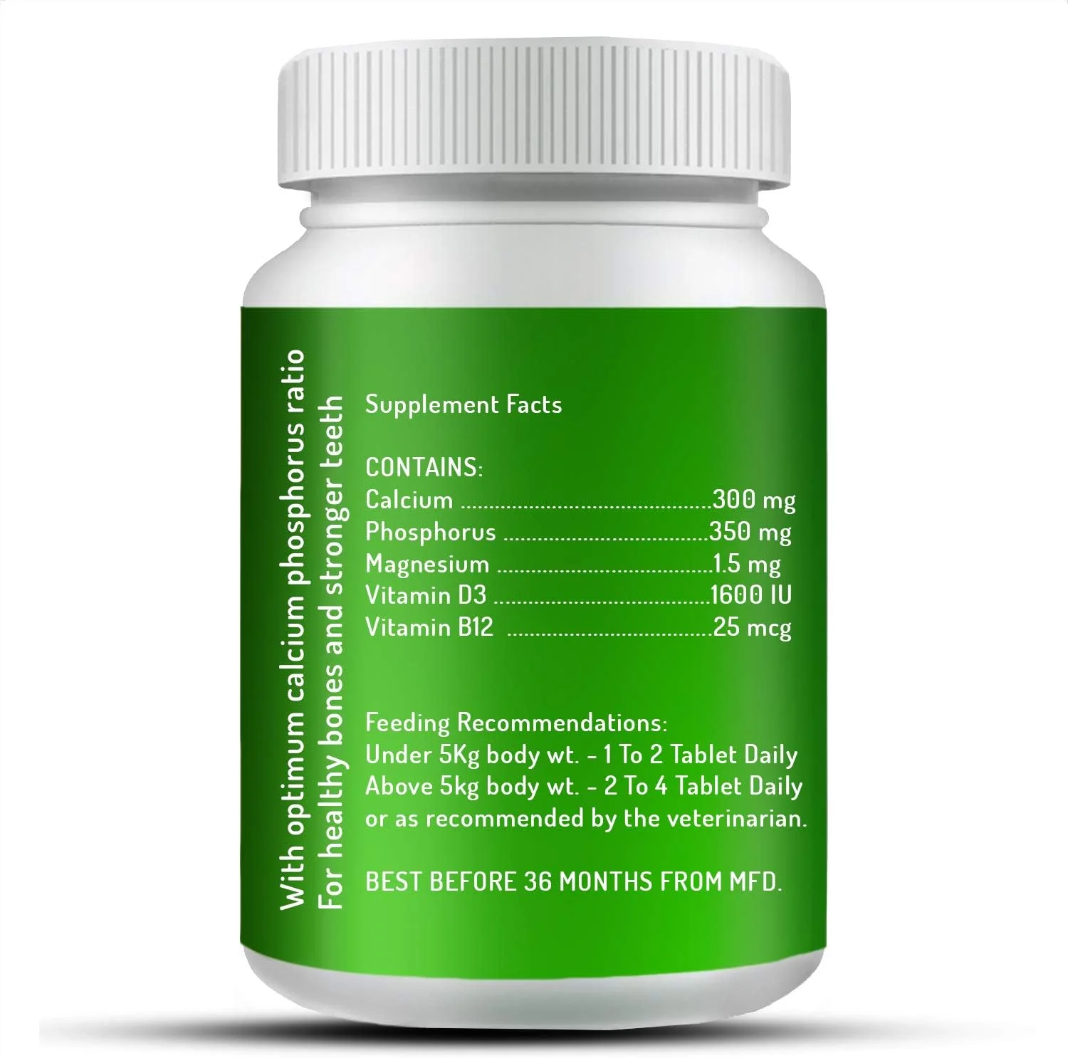 قرص جویدنی کلسیم سگ WOW DOG - مکمل کلسیم برای سگ ها با ویتامین D3، B12، منیزیم و روی | طعم مرغ - 120 قرص