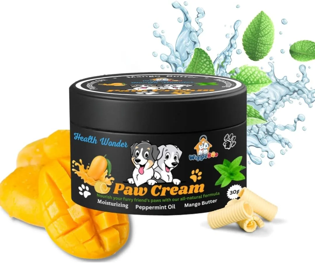 کرم مراقبت از پنجه سگ WiggleBoo: کرم حرفه ای پنجه سگ برای مراقبت بهینه از پنجه | غنی شده با کره گیاهی طبیعی و روغن های ضروری | تغذیه کننده، التیام بخش و محافظت کننده برای پنجه های شاد و سالم (30 گرم)