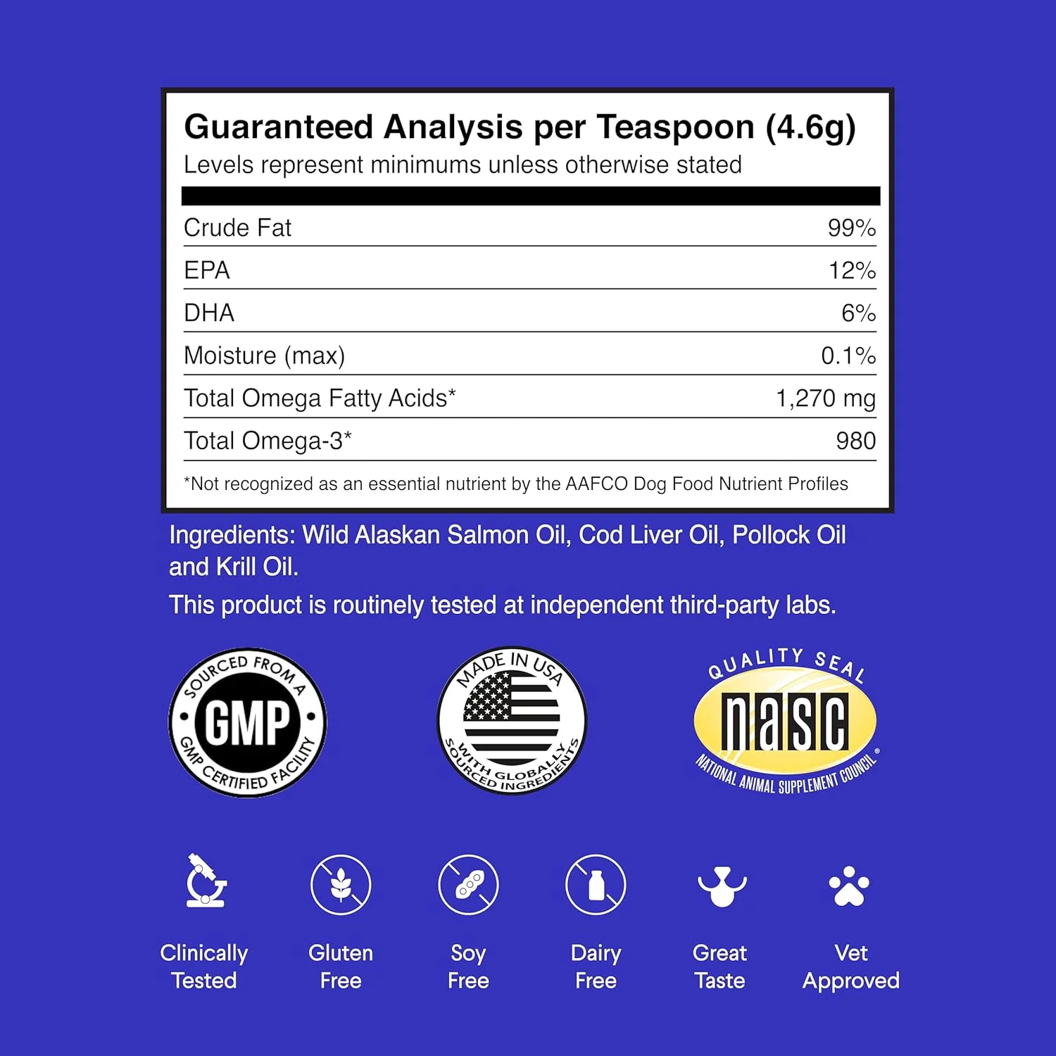روغن ماهی سگ واندر پاز - امگا 3 برای سگ ها از روغن ماهی سالمون آلاسکا، روغن کاد و کریل - اسیدهای چرب EPA DHA - کاهش ریزش مو و خارش - سلامت پوست، مفاصل، سیستم ایمنی و قلب - مکمل مایع (473 میلی لیتر)