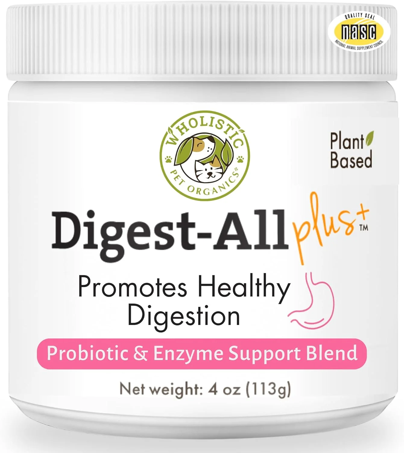 پودر آنزیم های گوارشی و پروبیوتیک سگ و گربه Wholistic Digest-All Plus - 113 گرم - پروبیوتیک گربه برای سلامت دستگاه گوارش - مکمل پودری پروبیوتیک سگ برای غذای خانگی