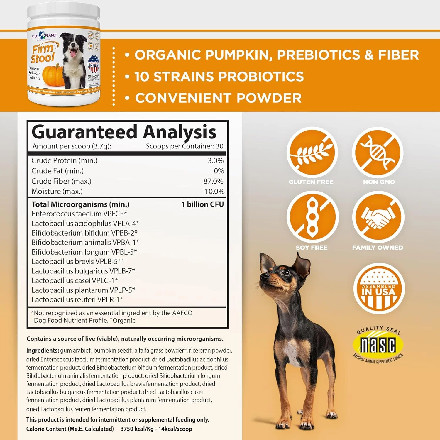 ویتال پلنت - پودر سفت کننده مدفوع سگ با طعم کدو تنبل 111 گرم