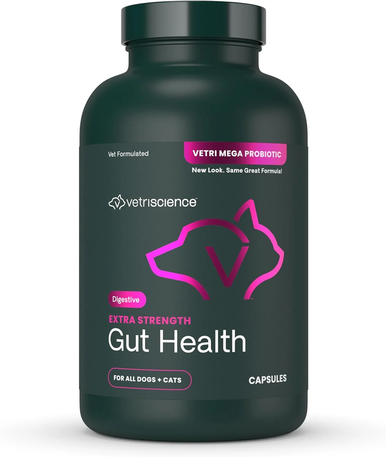 VetriScience Vetri Mega پروبیوتیک و پری بیوتیک برای سگ ها و گربه ها، 180 کپسول - تسکین دهنده دستگاه گوارش - کپسول های آسان برای مصرف - پشتیبانی از دستگاه گوارش