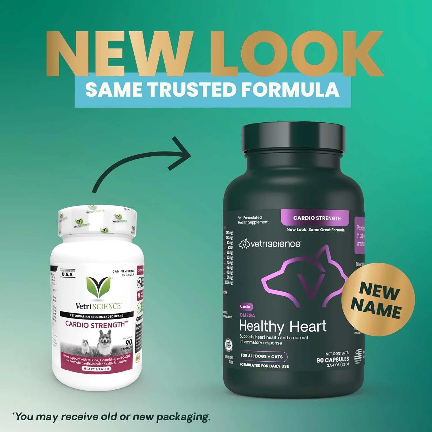 VETRISCIENCE - Cardio Strength، مکمل پشتیبانی قلبی عروقی و گردش خون برای سگ ها و گربه ها، 90 کپسول