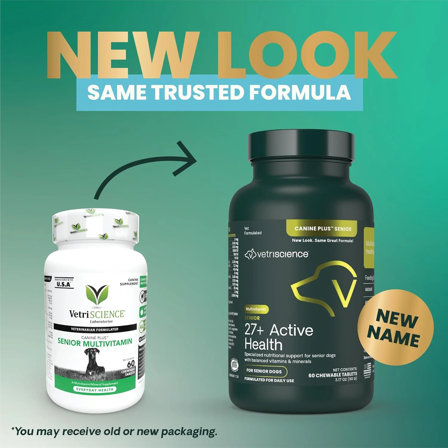 مولتی ویتامین سگ های مسن VETRISCIENCE Canine Plus، قرص جویدنی - مولتی ویتامین سگ های مسن با بیش از 25 ماده مغذی، ویتامین و مواد معدنی ضروری برای سگ ها، مناسب برای رژیم های غذایی خانگی و خام