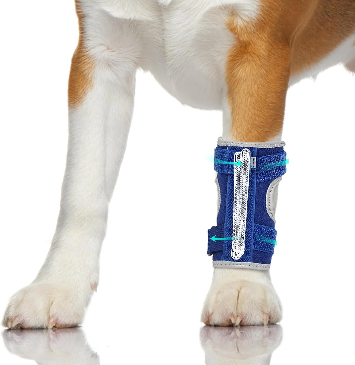 زانوبند جلویی سگ Turfson: آتل قابل تنظیم برای مچ پا، پای جلویی، مچ پا، اندام جلویی، مچ بند با فنرهای فلزی قابل جابجایی و لبه بازتابنده، برای آرتروز، رگ به رگ شدن و پشتیبانی از آسیب