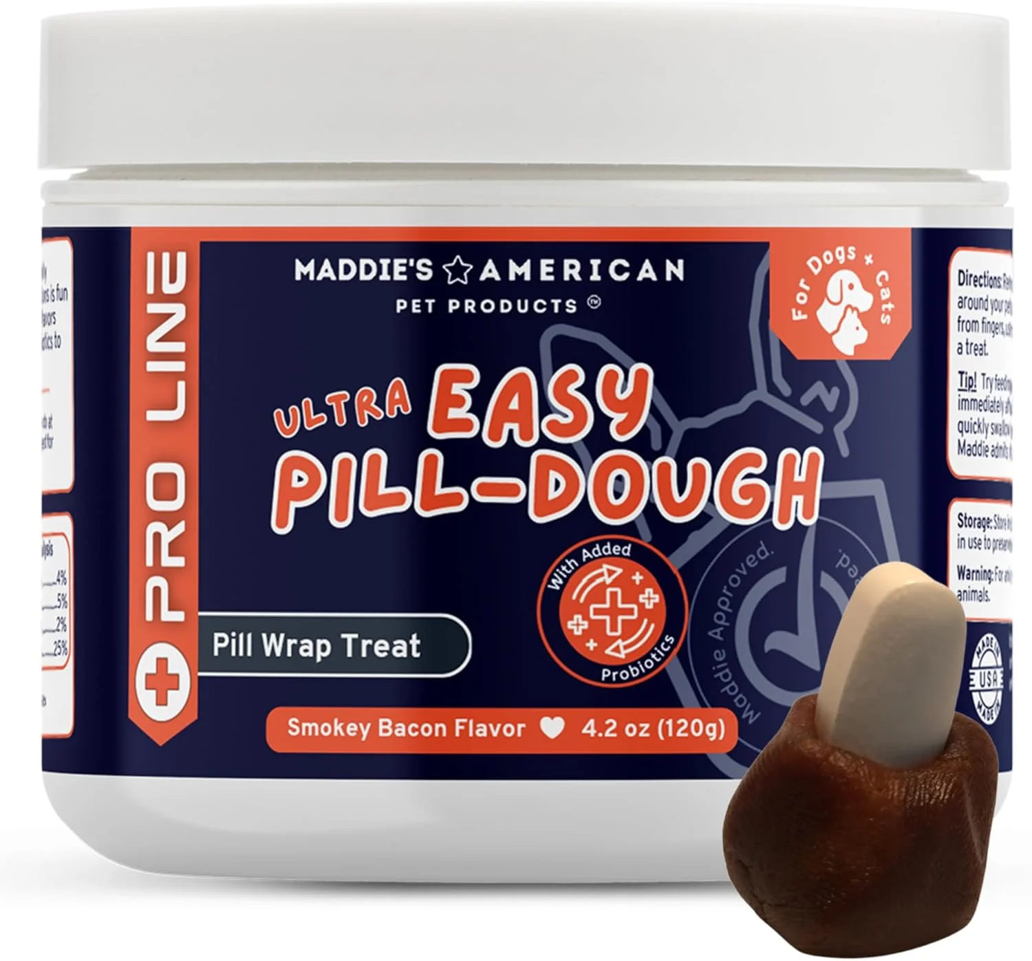 خمیر دارویی فوق العاده آسان برای سگ و گربه با پروبیوتیک - ایجاد پوشش سفارشی برای پنهان کردن داروهای حیوانات خانگی - Pro Line (یک بسته، طعم بیکن)