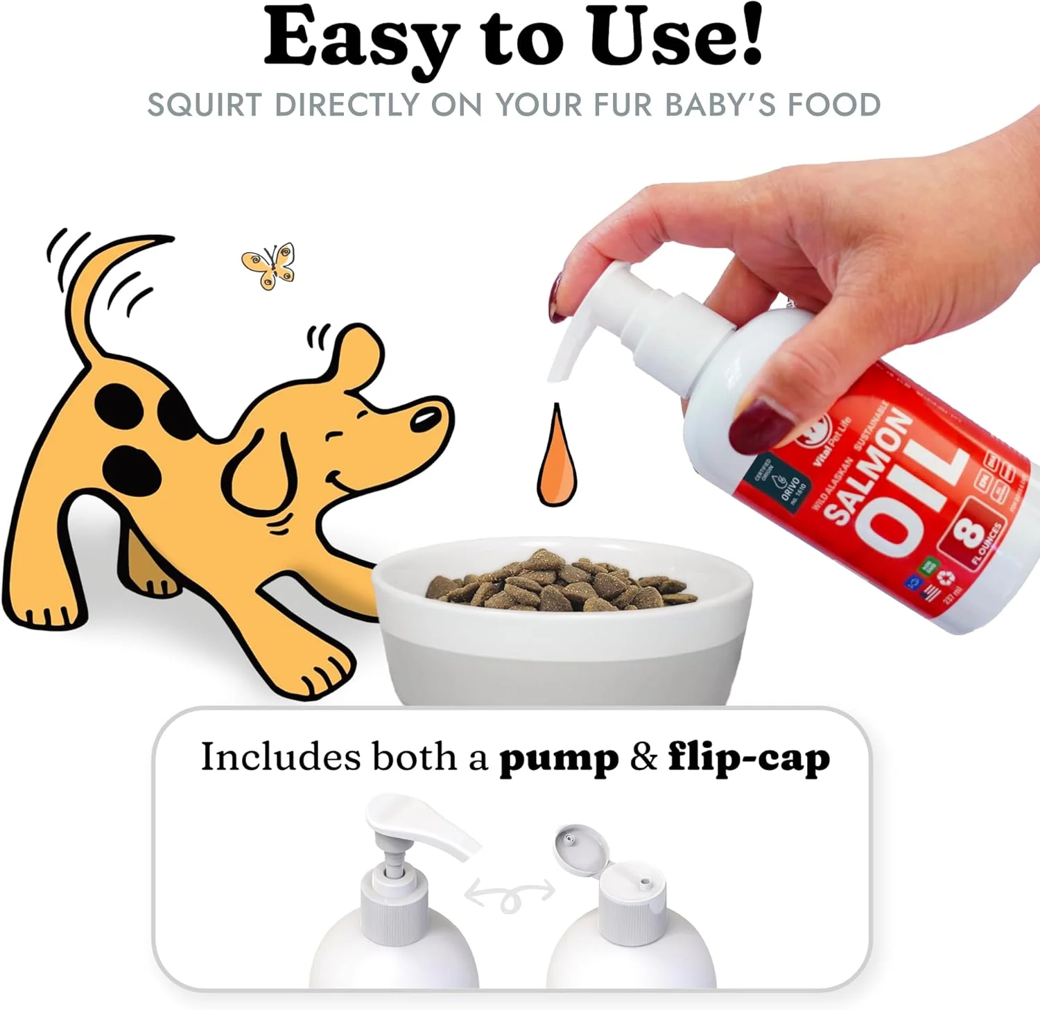 روغن سالمون برای سگ و گربه - پوست و موی سالم، روغن ماهی، امگا 3 EPA DHA، مکمل غذایی مایع برای حیوانات خانگی، کاملا طبیعی، پشتیبانی از سلامت مفاصل و استخوان، دفاع طبیعی در برابر آلرژی و التهاب، 236 میلی لیتر