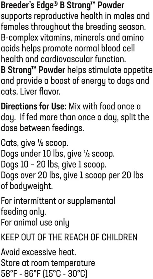 پودر تقویت کننده B Strong برای حیوانات خانگی Revival Animal Health Breeder's Edge، ویتامین های گروه B - 1 کیلوگرم