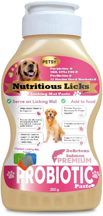 پاستا پروبیوتیک برای سگ ها، مکمل طبیعی برای سلامت روده، قابل استفاده روی مت لیسیدنی، پاستا پروبیوتیک خوشمزه با طعم سالمون، استفاده آسان به عنوان چاشنی غذا یا روی مت لیسیدنی (جایگزین کره بادام زمینی)