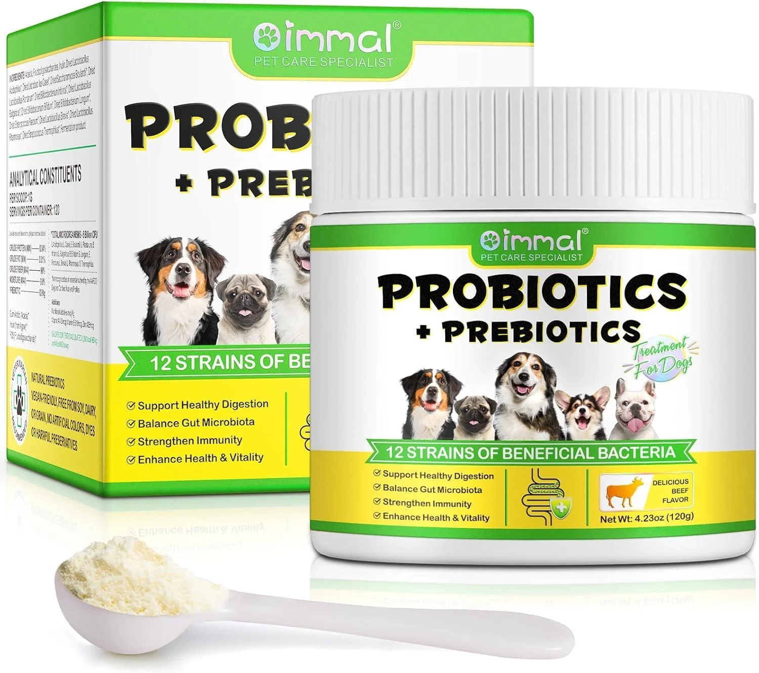 پودر پروبیوتیک برای سگ ها - مکمل گوارشی پری و پروبیوتیک با آنزیم های گوارشی و پری بیوتیک برای حمایت از سلامت روده سگ، آلرژی های فصلی و سیستم ایمنی پودر مکمل سگ - 120 پیمانه پودر پروبیوتیک برای سگ ها - مکمل گوارشی پری و پروبیوتیک با آنزیم های گوارشی و پری بیوتیک برای حمایت از سلامت روده سگ، آلرژی های فصلی و سیستم ایمنی پودر مکمل سگ - 120 پیمانه